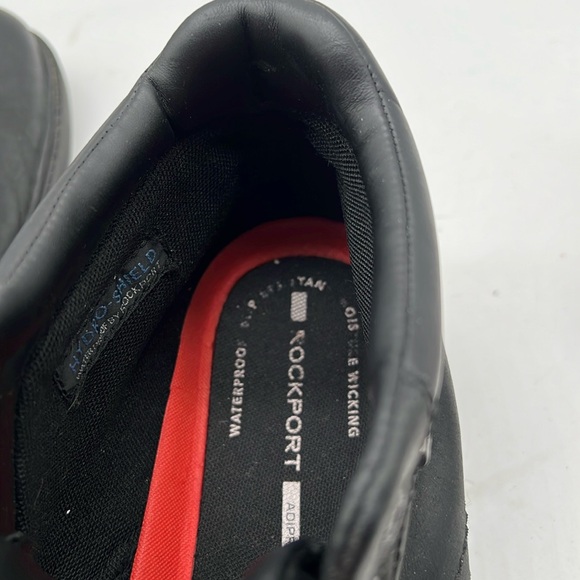 ROCKPORT Men Black Leather Boots Slip Resistant Hydro Shield Waterproof SZ  10 - Picture 9 of 9